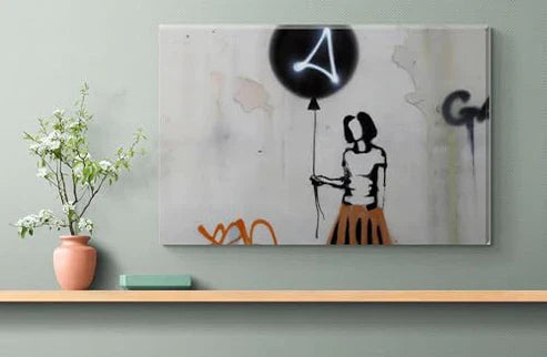 Banksy Inspired Girl With Black Balloon Canvas