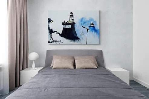 Banksy Inspired Lighthouse Plumes Canvas