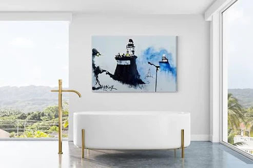 Banksy Inspired Lighthouse Plumes Canvas