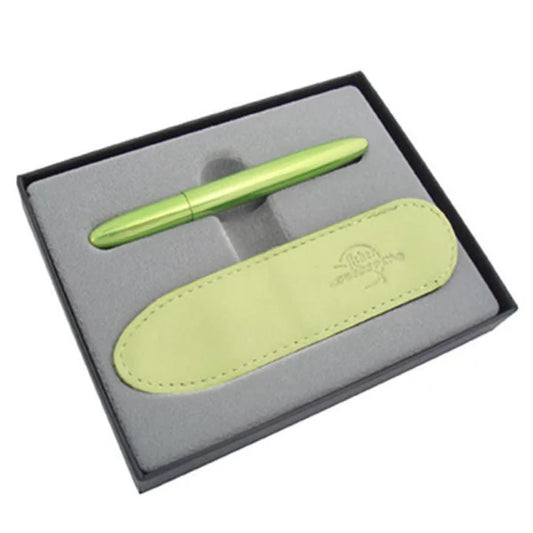 Fisher Space Bullet - Lime Green Space Pen with Green Leather Pen Case