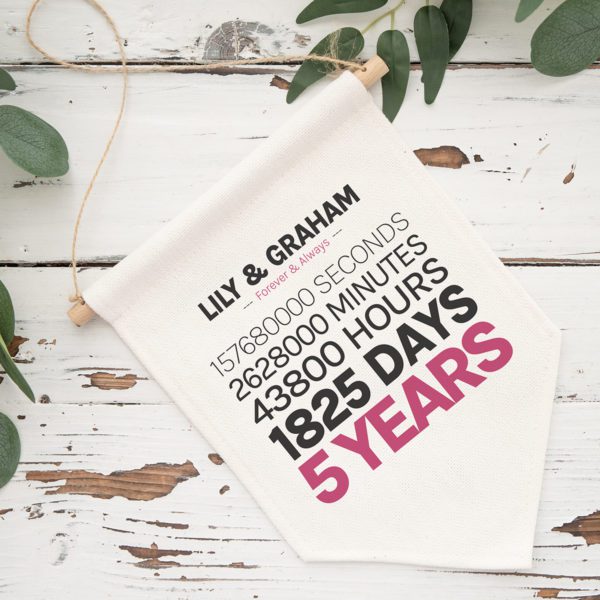 Love In Seconds Personalised Pennant Flag