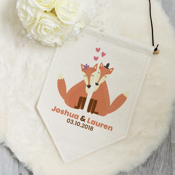 Personalised Foxy Couple Pennant Flag