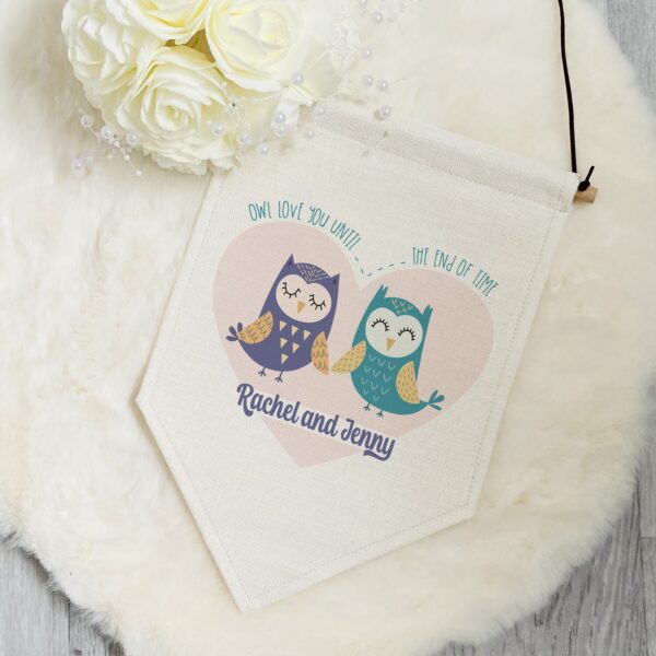Personalised Owl Love You Until Pennant Flag