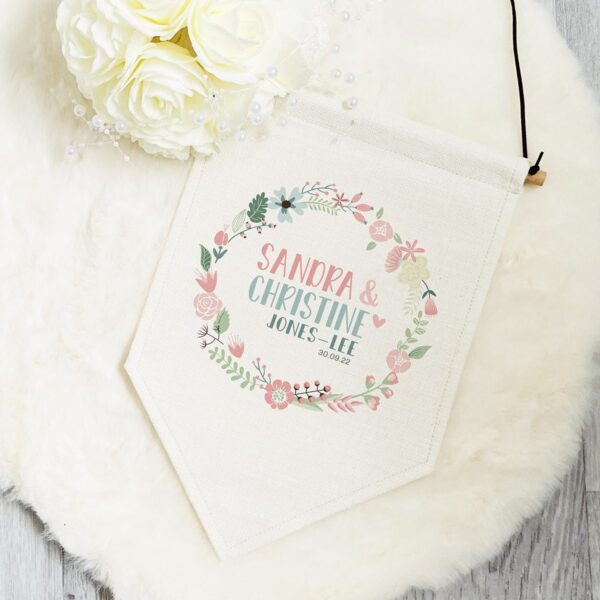 Wedding Wreath Personalised Pennant Flag