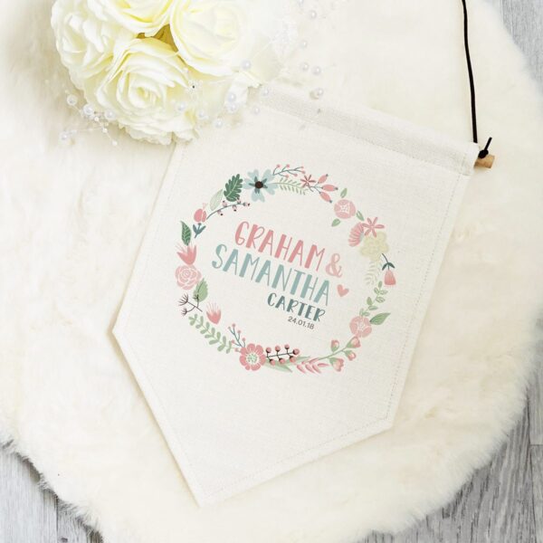Wedding Wreath Personalised Pennant Flag