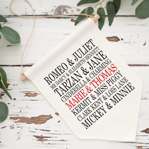 Famous Couples Personalised Pennant Flag