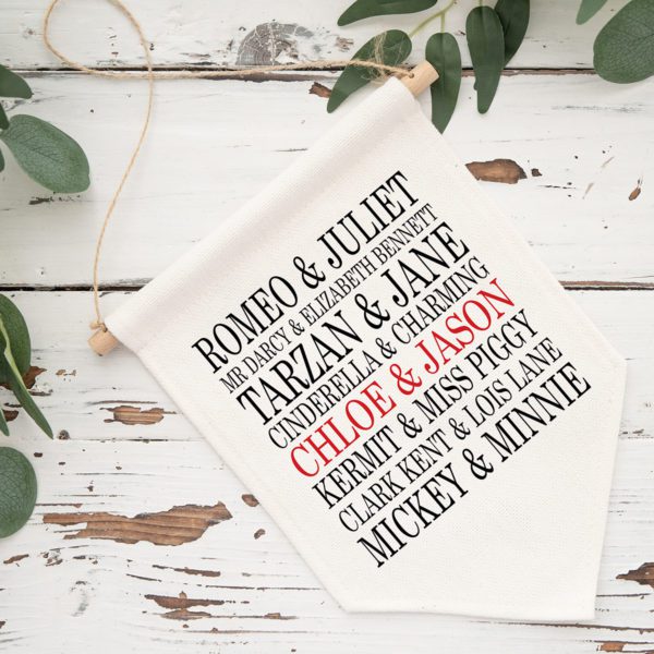 Famous Couples Personalised Pennant Flag