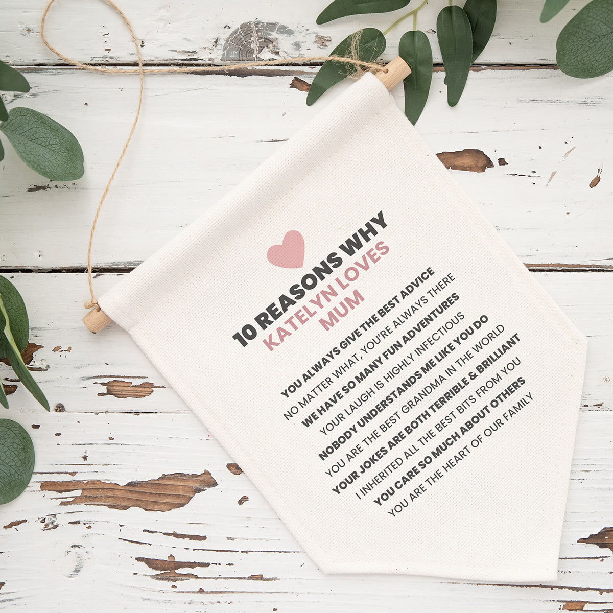 10 Reasons I Love You Personalised Pennant Flag