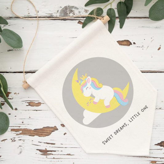 Sleepy Unicorn Pennant Flag