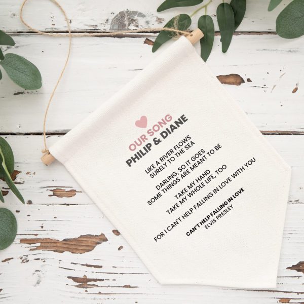 Our Song Lyrics Personalised Pennant Flag
