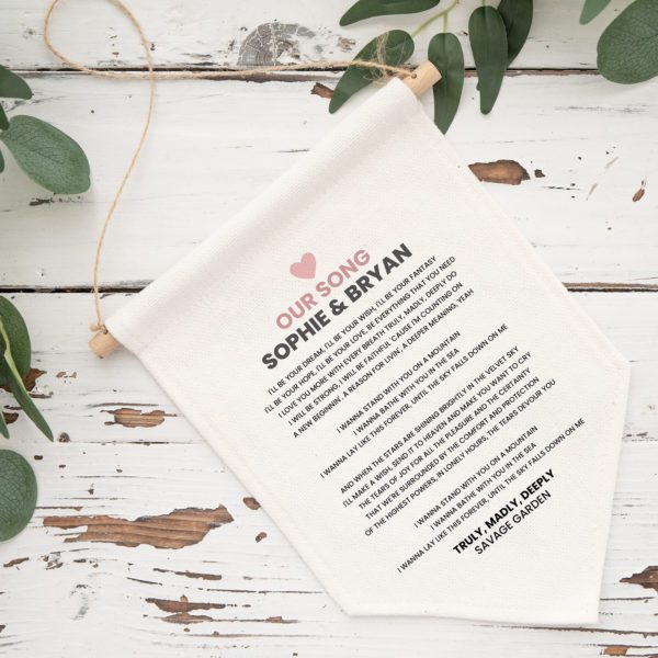 Our Song Lyrics Personalised Pennant Flag