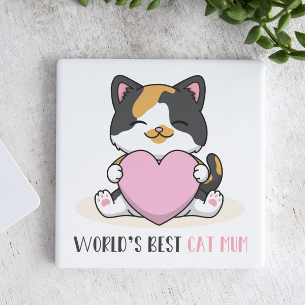 Best Cat Mum Ceramic Coaster