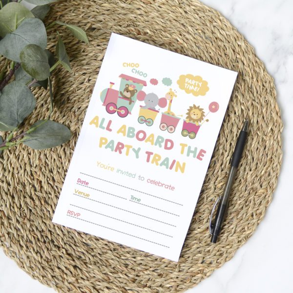 Animal Train Party Invites (10pk)