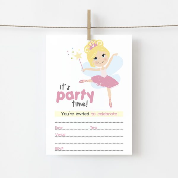 Ballerina Fairy Party Invites (10pk)