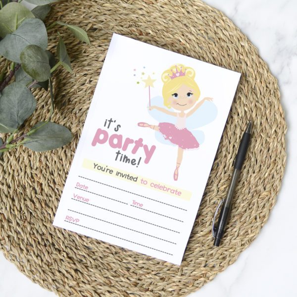 Ballerina Fairy Party Invites (10pk)