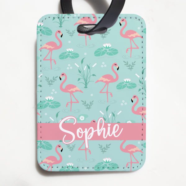Fancy Flamingo Personalised Luggage Tag