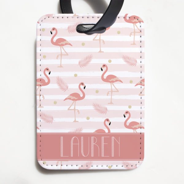 Dainty Flamingo Personalised Luggage Tag