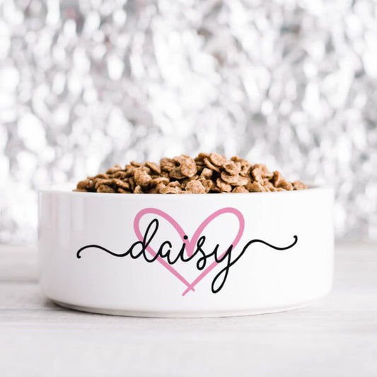 Pink Script Personalised Pet Bowl