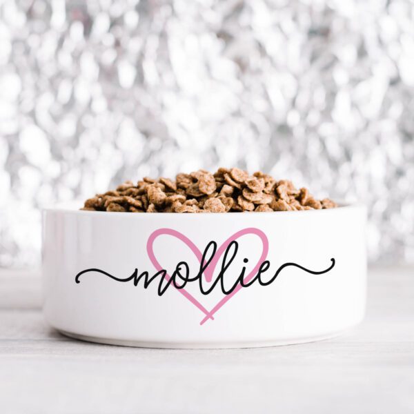 Pink Script Personalised Pet Bowl