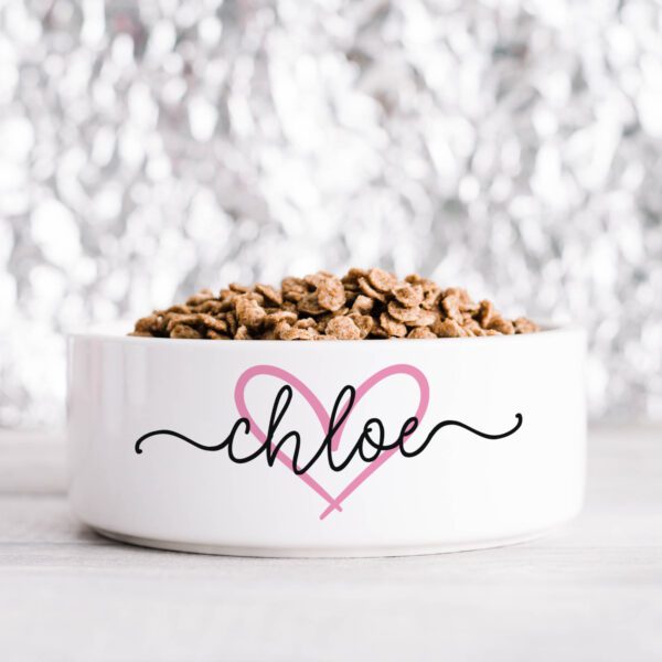 Pink Script Personalised Pet Bowl