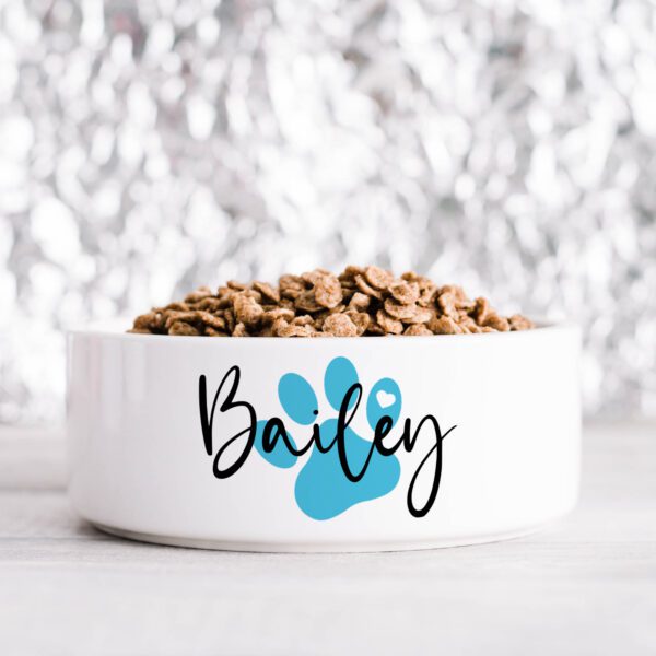 Blue Pawprint Personalised Pet Bowl