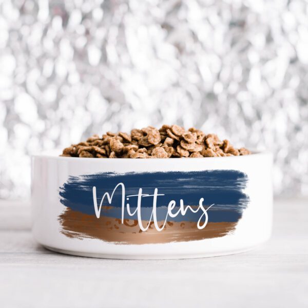 Blue Copper Brush Personalised Pet Bowl