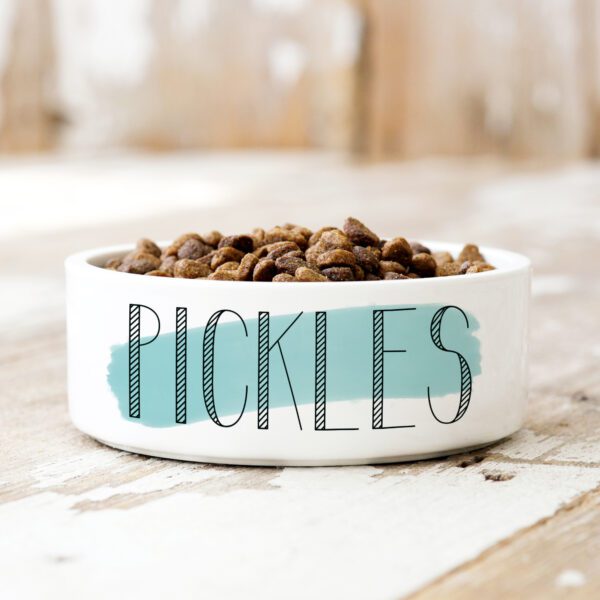 Blue Paint Stroke Personalised Pet Bowl