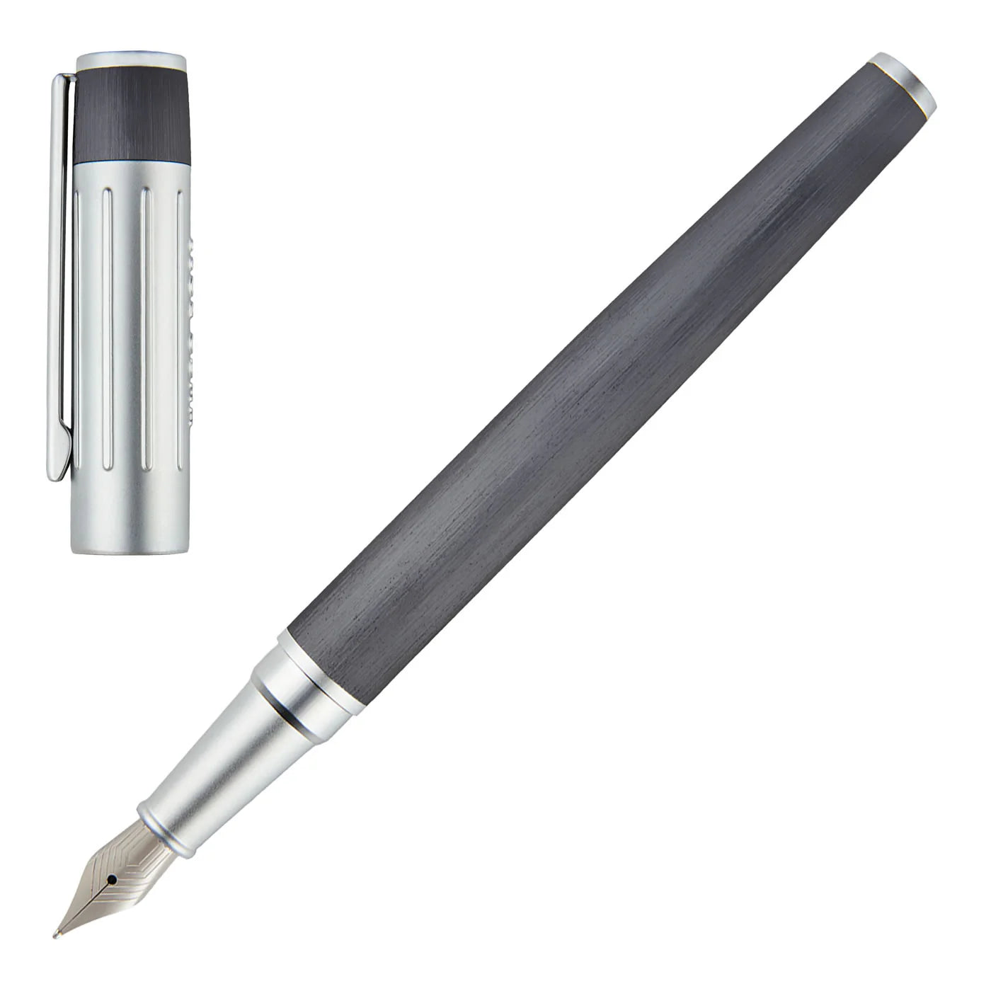 Hugo Boss Gear Ribs Gunmetal Fountain Pen