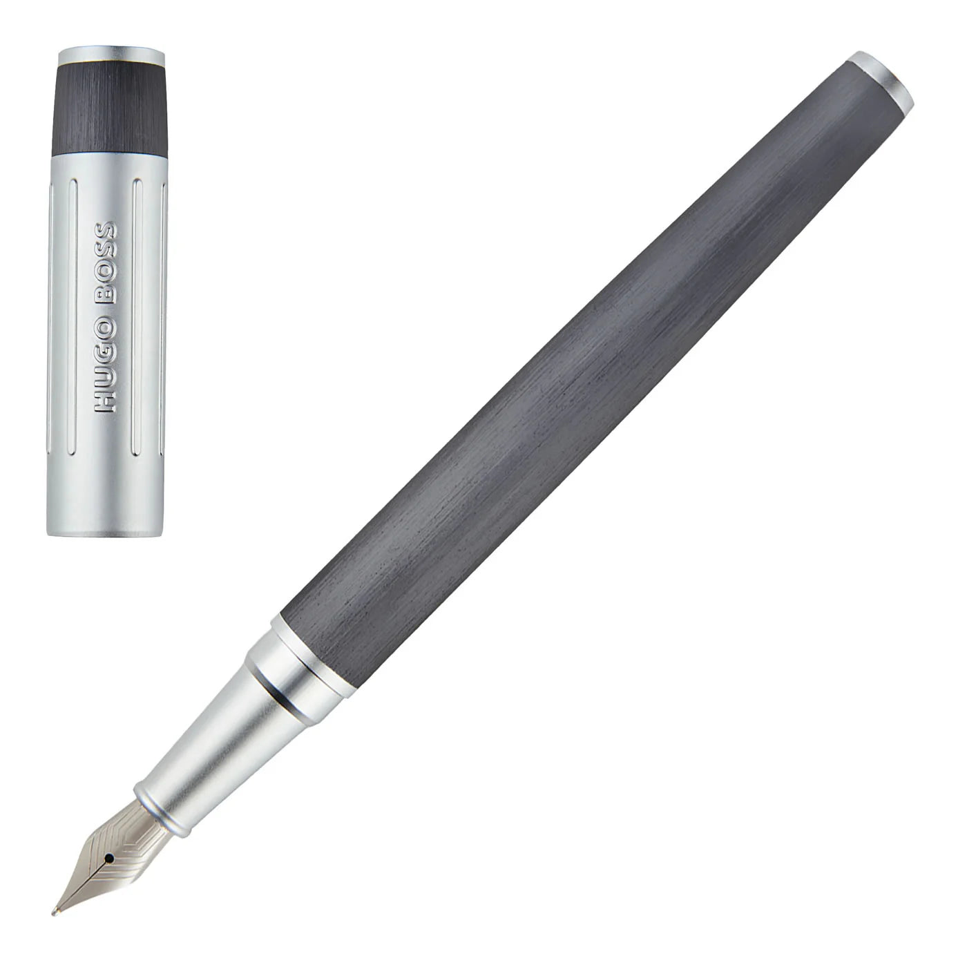Hugo Boss Gear Ribs Gunmetal Fountain Pen