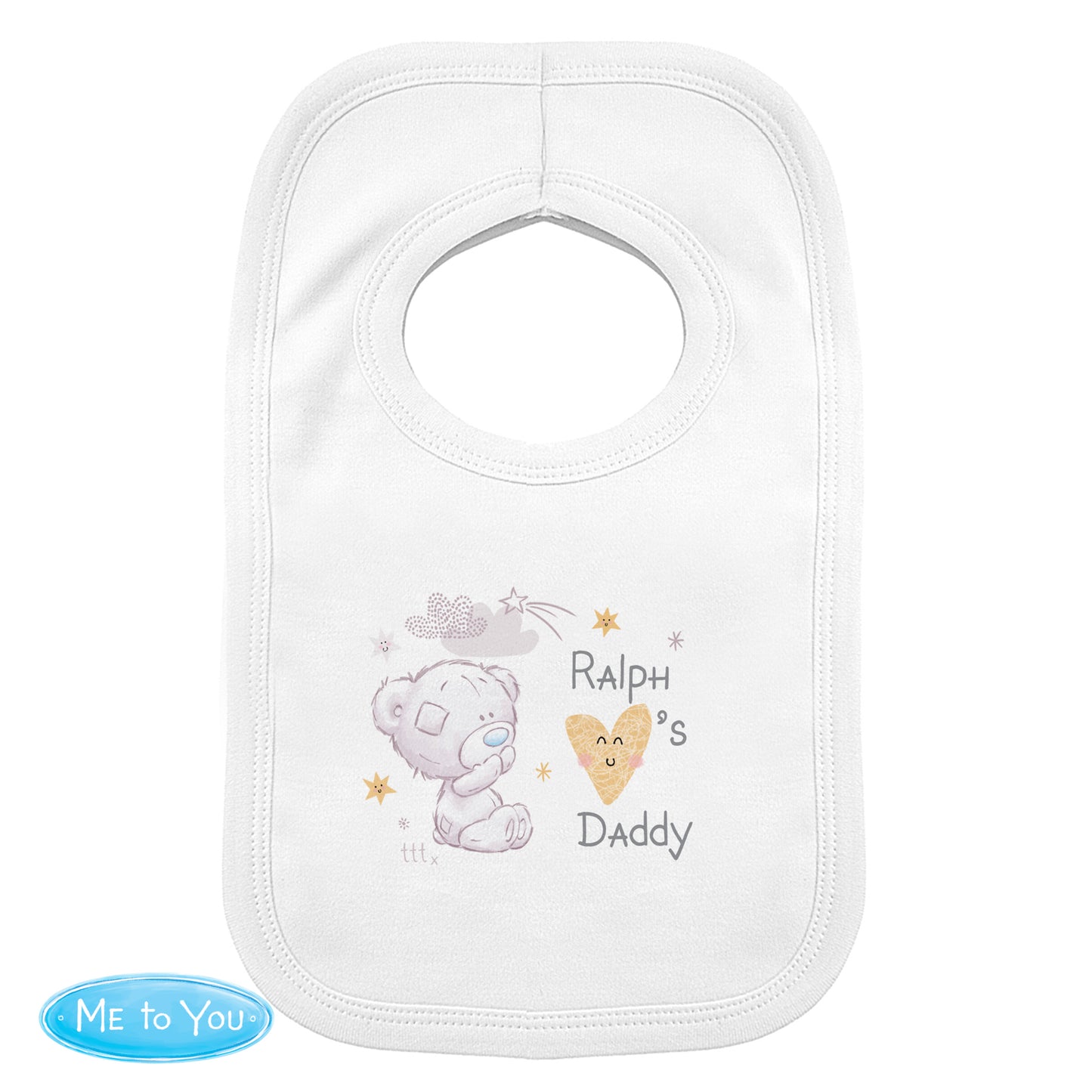 Personalised Tiny Tatty Teddy Heart Baby Bib