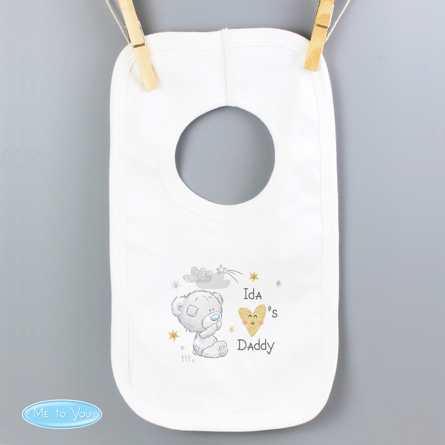 Personalised Tiny Tatty Teddy Heart Baby Bib