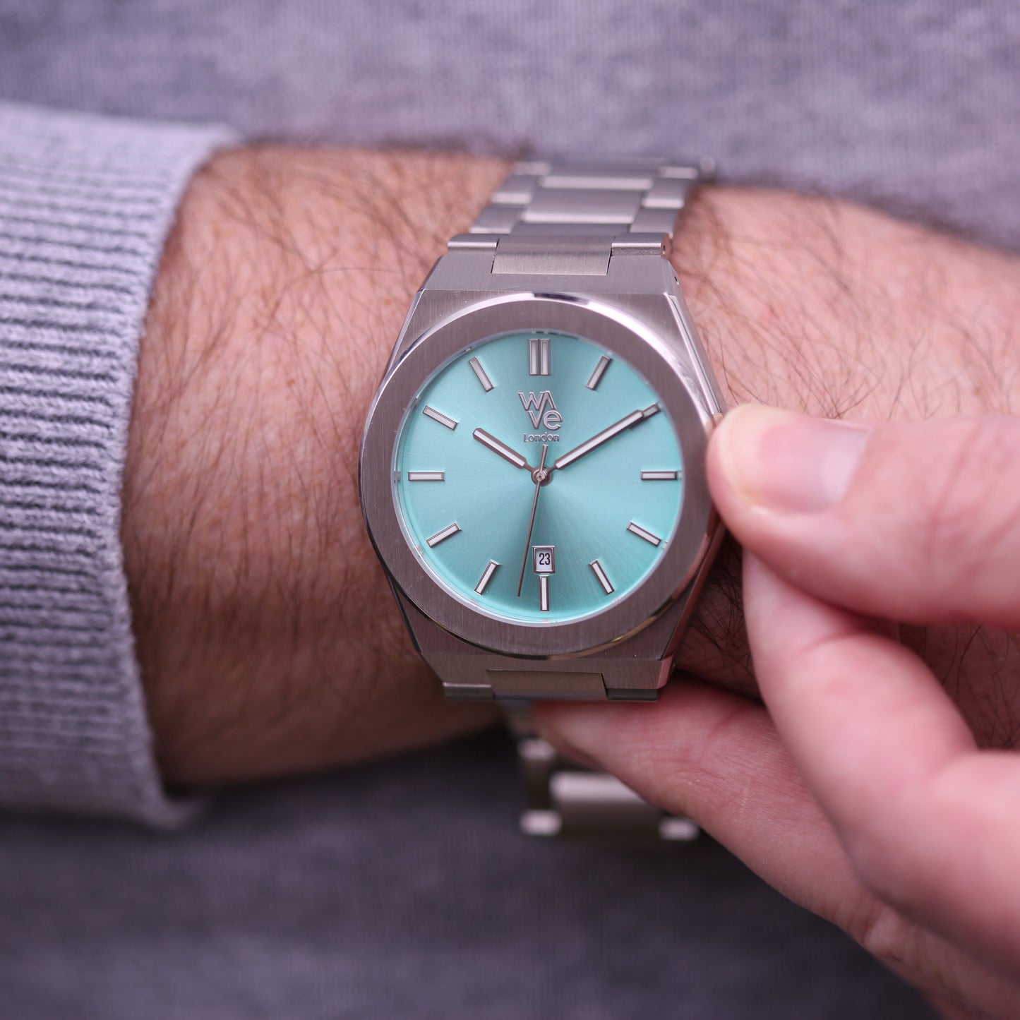 Wave by Architect in Ocean Blue - Handwriting Engraving