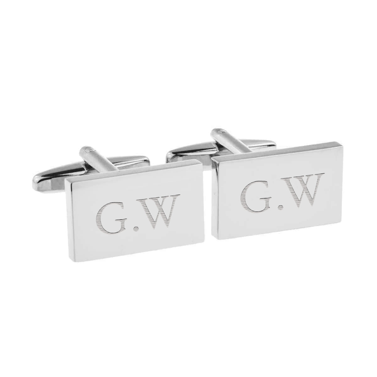 Personalised Rectangle Silver Plated Cufflinks