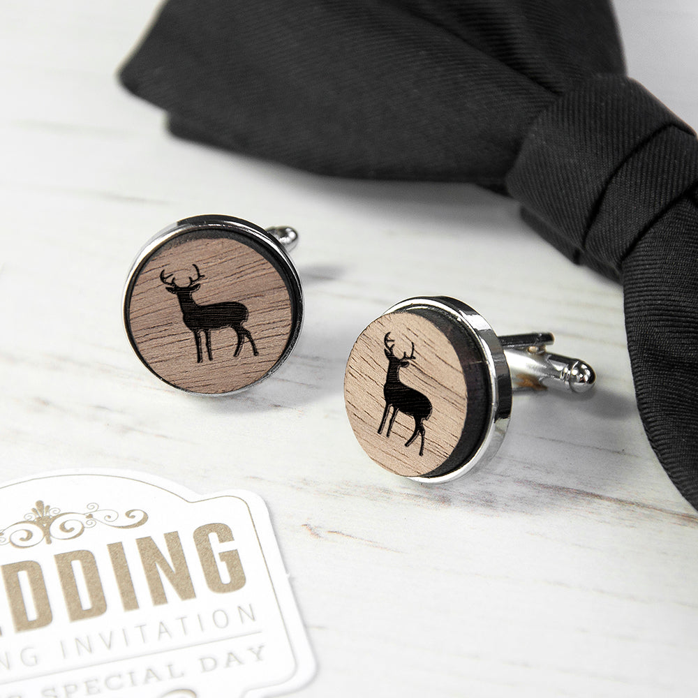 Iconic Hobbies Engraved Round Walnut Cufflinks