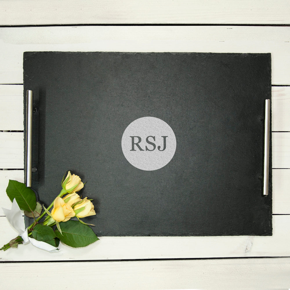 Breakfast In Bed Slate Tray - Circle Initials