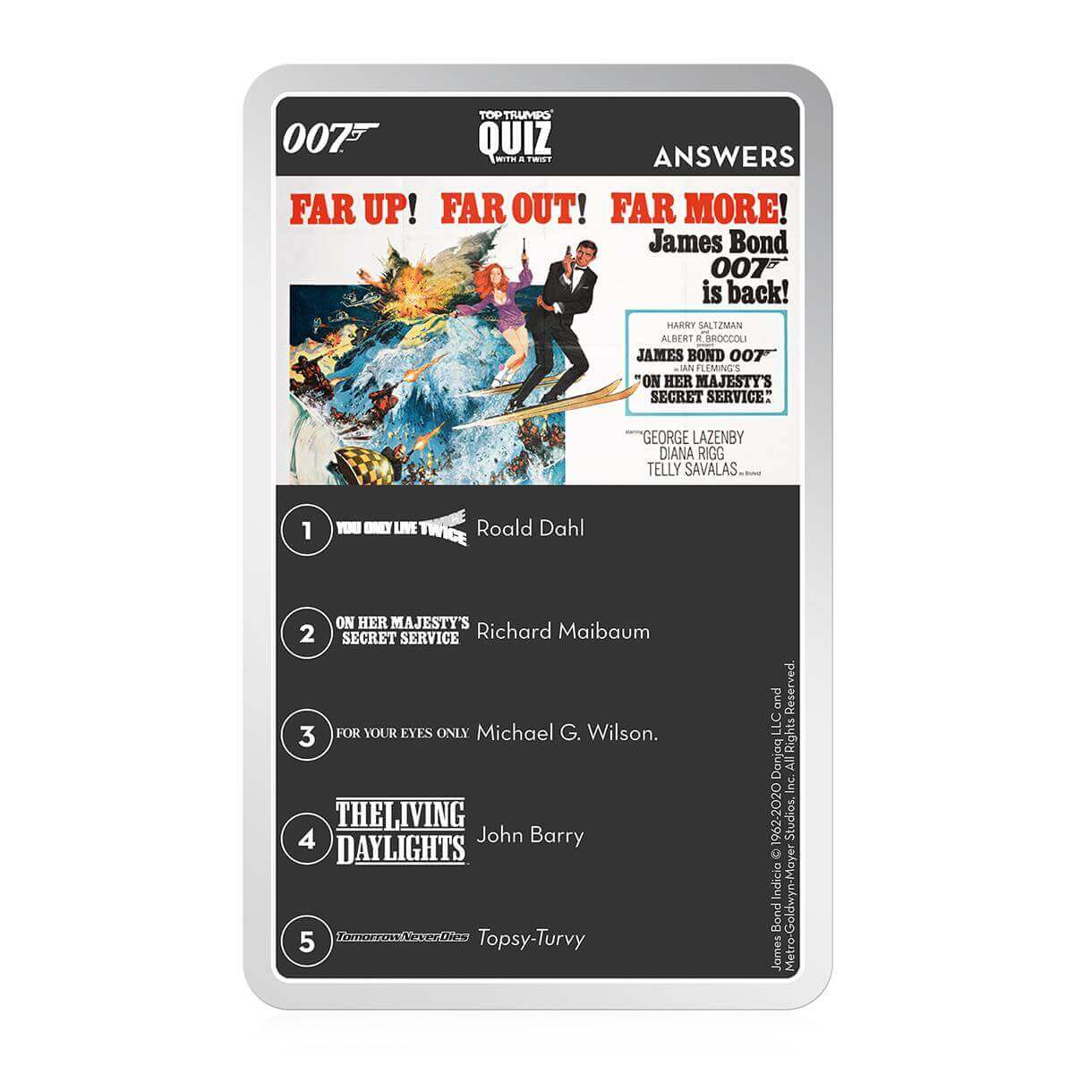 James Bond Top Trumps Quiz Game Card Game