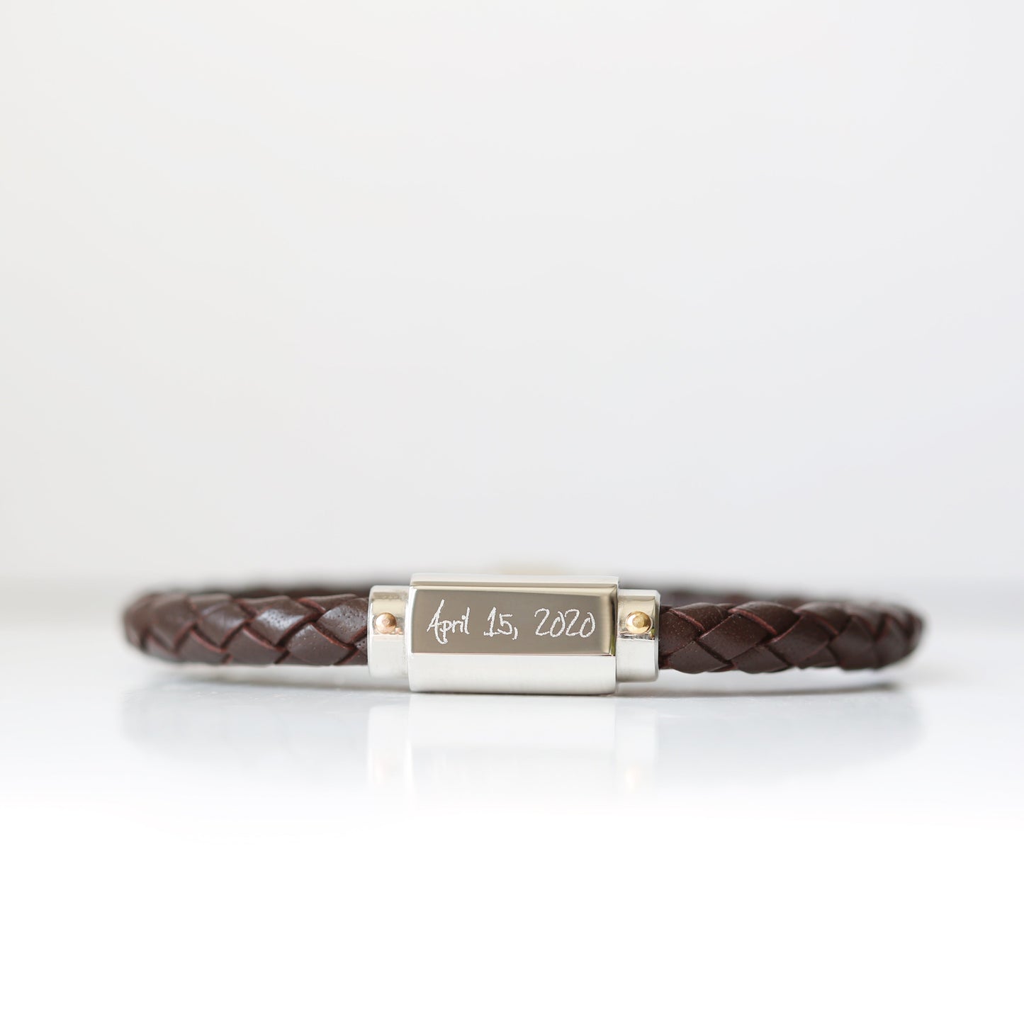 Handwriting Engraved Twisted Leather Bracelet - Wear We Met