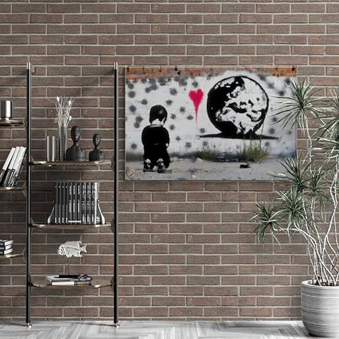 Banksy Inspired Boy At Peace Canvas