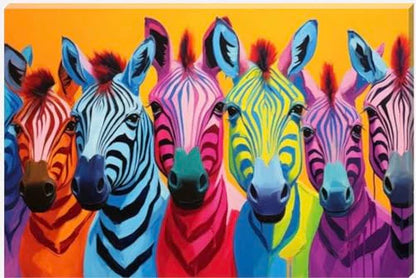 Colourful Zebras Paint Splash Wall Art Canvas