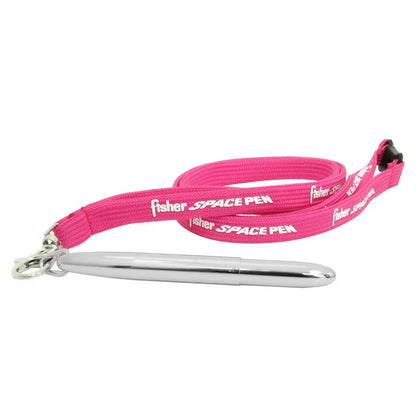 Fisher Space Bullet - Chrome with D Ring and Pink Fisher Lanyard Neck Chain Pen