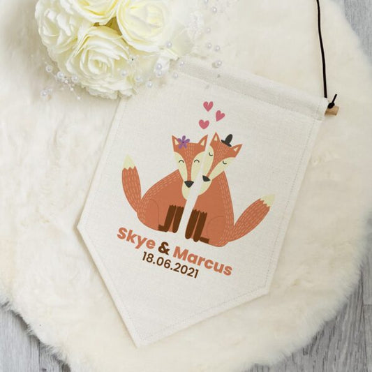 Personalised Foxy Couple Pennant Flag