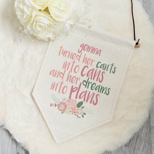 Dreams Into Plans Personalised Pennant Flag