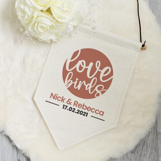 Love Birds Personalised Pennant Flag