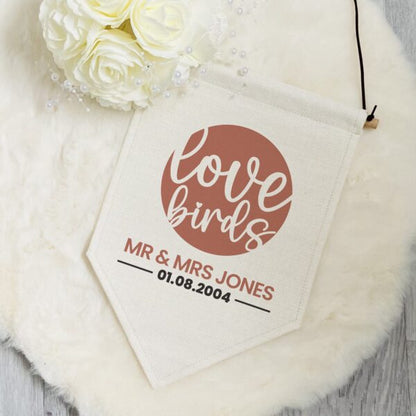 Love Birds Personalised Pennant Flag