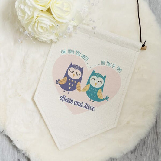 Personalised Owl Love You Until Pennant Flag