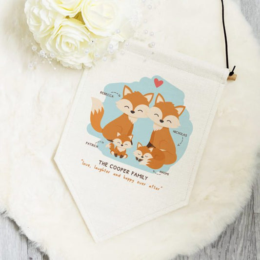 Fox Family Personalised Pennant Flag
