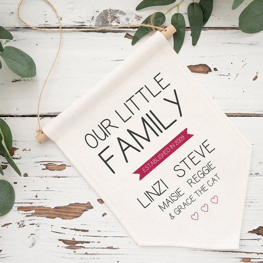 Our Little Family Personalised Pennant Flag