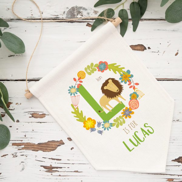 Animal Alphabet Personalised Pennant Flag