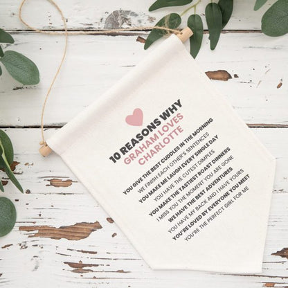 10 Reasons I Love You Personalised Pennant Flag