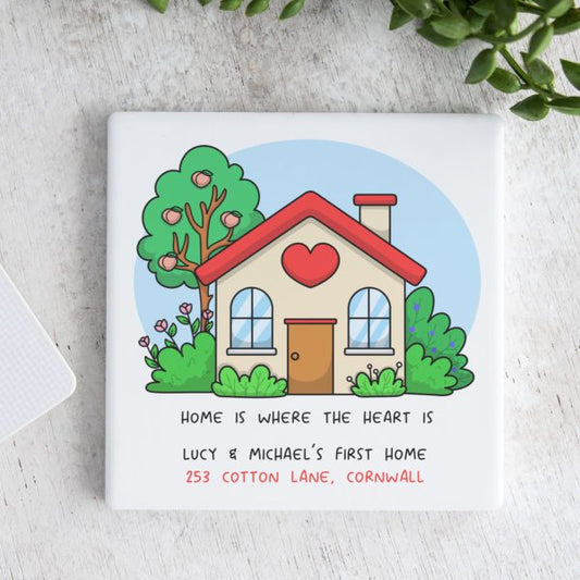 Happy House Personalised Ceramic Coaster